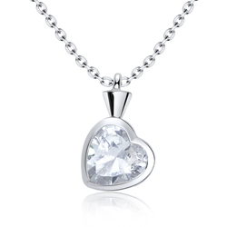 Heart Shaped CZ Silver Necklace SPE-3213